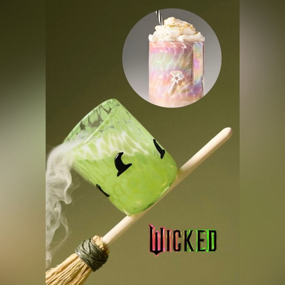 BOTH! Anthropologie Wicked Glenda/Elphaba Themed Icon Juice Glasses SET